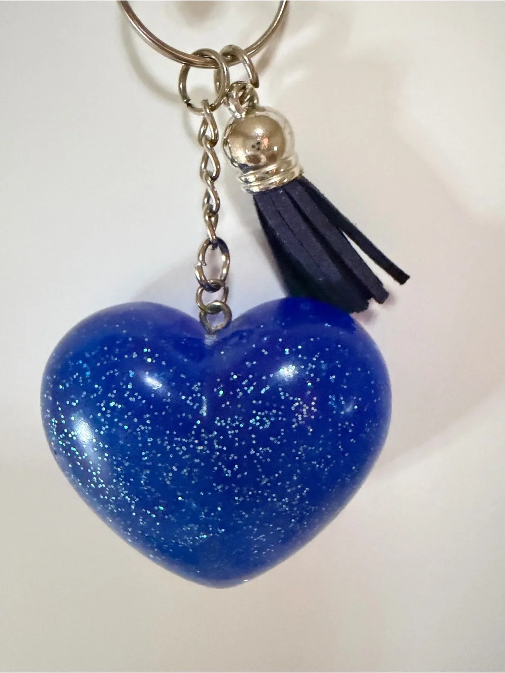 Shimmery Heart Keychain with Tassel